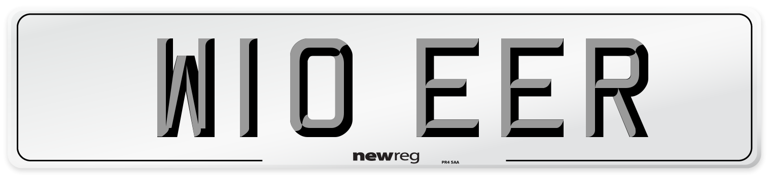 W10 EER Number Plate from New Reg